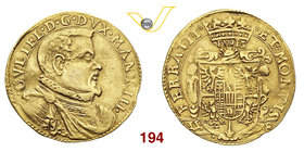 CASALE - GUGLIELMO GONZAGA (1550-1587) Doppia 1578. D/ Busto corazzato R/ Stemma coronato. MIR 264/1 Au g 6,60 Rarissima BB