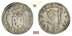 FIRENZE - ALESSANDRO DE' MEDICI (1532-1537) Mezzo Giulio. D/ Stemma coronato R/ Busto di 3/4 di San Giovanni, nimbato. MIR 107 Ag g 1,64 Molto rara • ...
