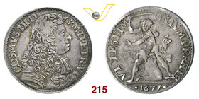 FIRENZE - COSIMO III DE' MEDICI (1670-1723) Lira 1677. D/ Busto corazzato R/ La decollazione di S. Giovanni Battista. MIR 335 Ag g 4,36 • Leggere ondu...