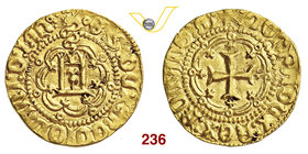 GENOVA - GALEAZZO MARIA SFORZA (1466-1476) Ducato. D/ CVastello sormontato da biscione milanese; il tutto entro cornice d'archi R/ Croce entro cornice...