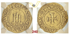 GENOVA - DOGI BIENNALI, I fase (1528-1541) Scudo d'oro del Sole. D/ Castello sormontato da sole R/ Croce. MIR 185/8 Au • In slab NGC AU55 q.BB