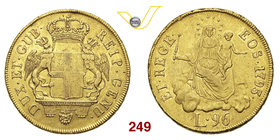 GENOVA - DOGI BIENNALI (1637-1797, III fase) 96 Lire 1793 “stemma nuovo”. CNI 1 MIR 275/1 Au g 25,15 Rara BB+