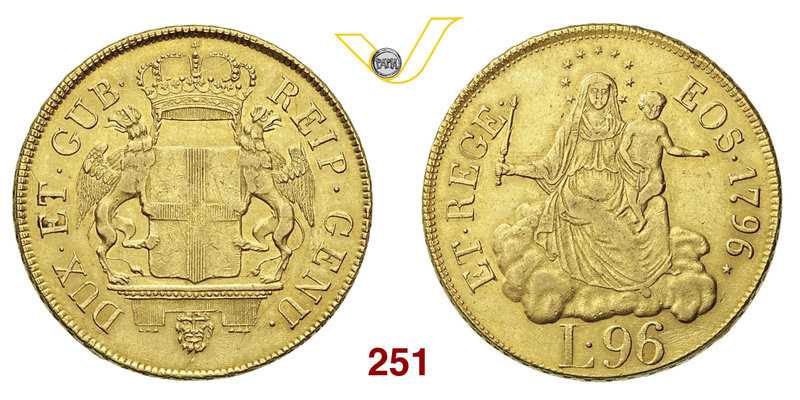 GENOVA - DOGI BIENNALI, III fase (1637-1797) 96 Lire 1796 con stella dopo la dat...