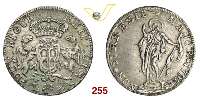 GENOVA - DOGI BIENNALI - III fase (1637-1797) 8 Lire 1792. CNI 7/10 MIR 308/1 Ag...