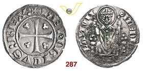 MILANO - ENRICO VII DI LUSSEMBURGO (1310-1313) Doppio Ambrosino. D/ Croce con trifogli nei quarti R/ S. Ambrogio con pastorale, seduto e benedicente. ...