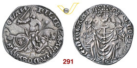 MILANO - FILIPPO MARIA VISCONTI (1412-1447) Grosso o Berlinga. D/ Il Duca in armatura, a spada sguainata, su cavallo R/ S. Ambrogio con staffile e pas...