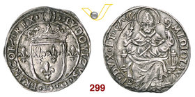 MILANO - LUDOVICO XII D'ORLEANS (1500-1512) Grosso da 6 Soldi. D/ Stemma coronato affiancato da 2 gigli R/ S. Ambrogio con staffile e pastorale, sedut...