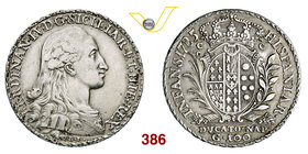 NAPOLI - FERDINANDO IV DI BORBONE (1759-1798, I periodo) 100 Grana o Ducato 1785, con B P sotto il busto. P.R. 65a Ag g 22,34 Non comune buon BB