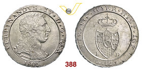 NAPOLI - FERDINANDO IV DI BORBONE (1799-1805, II periodo) 120 Grana o Piastra 1805 “stemma piccolo”. Pag. 10 Ag g 27,54 SPL