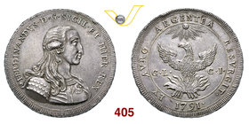 PALERMO - FERDINANDO III DI BORBONE (1759-1816) Oncia da 30 Tarì 1791, sigle GL CI. Sp. 2 MIR 597 Ag g 68,35 Molto rara • Bella patina di vecchia coll...