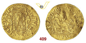 PARMA - OTTAVIO FARNESE (1547-1586) Scudo d'oro 1556. D/ Stemma coronato R/ La Sicurezza seduta davanti ad un'ara ardente. MIR 924/3 Au g 3,21 • Tonde...