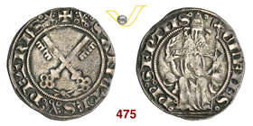CLEMENTE VII (1378-1394) Grosso (da 24 Denari), Avignone. D/ Il Pontefice in trono R/ Chiavi decussate. Munt. 241/1 Ag g 2,60 Molto rara q.BB