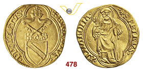 EUGENIO IV (1431-1447) Ducato, Roma. D/ Stemma R/ San Pietro stante con chiavi e libro. MIR 304/1 Au g 3,50 BB÷SPL