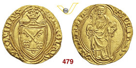 NICCOLO' V (1447-1455) Ducato, Roma. D/ Stemma R/ San Pietro con chiavi e libro. MIR 329/2 Au g 3,52 SPL