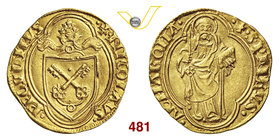 NICOLO' V (1447-1455) Ducato, Roma. D/ Stemma R/ San Pietro stante con chiavi e libro. MIR 329/1 Au g 3,52 q.SPL