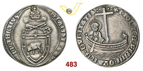CALLISTO III (1455-1458) Grosso. D/ Stemma R/ San Pietro con lunga croce, su navicella. Munt. 8 Ag g 3,58 Molto rara • Bella patina e ottimi rilievi; ...