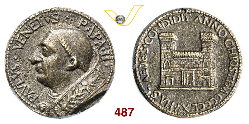 PAOLO II (1464-1471) Medaglia 1465. D/ Busto del Pontefice R/ Palazzo Venezia, s...