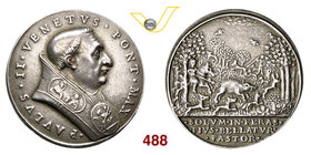 PAOLO II (1464-1471) Medaglia s.d., di restituzione. D/ Busto del Pontefice R/ Scena di caccia. Modesti 127 Ø 43 Ag g 24,85 (fusione) Rara • Esecuzion...