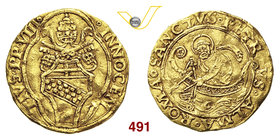 INNOCENZO VIII (1484-1492) Ducato, Roma. D/ Stemma R/ San Pietro stante con chiavi e libro. MIR 488/2 Au g 3,36 MB