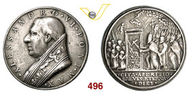 ALESSANDRO VI (1492-1503) Medaglia s.d., di restituzione. D/ Busto del Pontefice R/ Apertura della Porta Santa. Munt. 176 Ø 44 Ag (fusione) g 55,50 Ra...