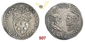 CLEMENTE VII (1523-1534) Doppio Giulio s.d., Roma. D/ Stemma R/ Busti affrontati dei SS. Pietro e Paolo. Munt. 39 Ag g 7,24 Molto rara • Splendido ese...