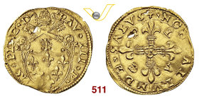 PAOLO III (1534-1549) Scudo d'oro, Piacenza. D/ Stemma R/ Croce gigliata con P L A C nei quarti. MIR 956/1 Au g 3,31 • Rilievi q.SPL, due piccole manc...