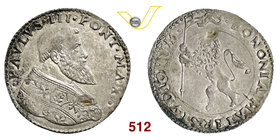 PAOLO III (1534-1549) Bianco o Mezza Lira, Bologna. D/ Busto del Pontefice R/ Leone con vessillo. CNI 28 Munt. 100 var. I Ag g 5,49 • Mancanza di meta...
