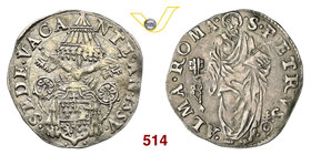 SEDE VACANTE (1555) Giulio 1555, Roma. D/ Stemma sormontato da chiavi decussate e padiglione R/ San Pietro stante con chiavi e libro. Munt. 2 Ag g 3,2...