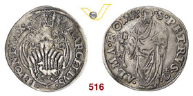 MARCELLO II (1555) Giulio, Roma. D/ Stemma R/ San Pietro con chiavi e libro. MIR 1016/1 Ag g 2,95 Molto rara MB