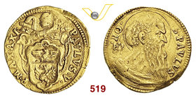 PAOLO V (1605-1621) Scudo d'oro A. XI, Roma. D/ Stemma R/ Busto di S. Paolo. Munt. 15a Au g 3,31 BB