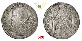 PAOLO V (1605-1621) Testone A. IV, Roma. D/ Busto del Pontefice R/ San Paolo stante con spada. CNI cfr. 171 Munt. 24 Ag g 9,59 Molto rara BB÷SPL