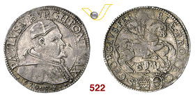 PAOLO V (1605-1621) Testone 1620, Ferrara. D/ Busto del Pontefice R/ San Giorgio a cavallo trafigge il drago. CNI 152 Munt. 214 Ag g 9,31 q.SPL