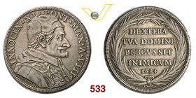 INNOCENZO XI (1676-1689) Piastra 1684 A. VIII, Roma. Munt. 29 Ag g 32,13 • Piacevole esemplare q.SPL