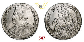 CLEMENTE XI (1700-1721) Testone 1710 A. XI, Ferrara. Munt. 233 Ag g 9,12 Rara • Traccia di appiccagnolo q.BB