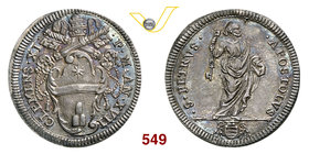 CLEMENTE XI (1700-1721) Giulio A. XVII, Roma. D/ Stemma R/ San Pietro con chiavi e libro. Munt. 114 Ag g 3,03 • Bellissima patina FDC