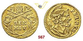 BENEDETTO XIV (1740-1758) 1/2 Scudo romano s.d., Roma. Munt. 30 Au g 0,89 q.SPL