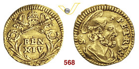 BENEDETTO XIV (1740-1758) 1/2 Scudo romano s.d., Roma. Munt. 30 Au g 0,89 q.BB
