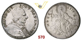BENEDETTO XIV (1740-1758) Mezzo Scudo romano 1753 A. XIV, Roma. CNI 313 Munt. 48 Ag g 13,18 Rara q.FDC