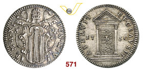 BENEDETTO XIV (1740-1758) Grosso 1750 A. XI, Roma. Munt. 55 Ag g 1,34 • Ex asta Varesi 16, lotto 604 SPL÷FDC