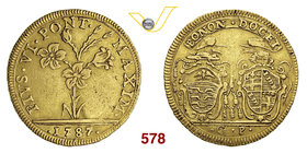 PIO VI (1775-1799) 2 Doppie 1787, Roma. Munt. 167 Au g 10,89 Rara BB