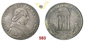 PIO VI (1775-1799) 100 Bolognini 1782 A. VIII, Bologna. Munt. 197 Ag g 26,20 • Bella patina MB/BB