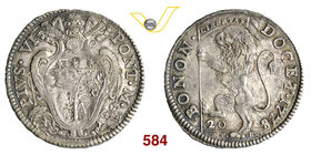 PIO VI (1775-1799) Lira da 20 Bolognini 1778, Bologna. Munt. 218 Ag g 5,25 • Bella patina BB÷SPL
