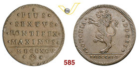 PIO VI (1775-1799) 2 Baiocchi 1795, Bologna. Munt. 248 Cu g 20,10 SPL