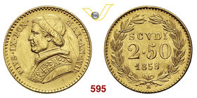 PIO IX (1846-1878) 2,5 Scudi 1858 XII, Roma. Pag. 365 Au g 4,32 SPL