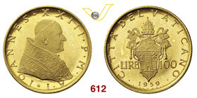GIOVANNI XXIII (1958-1963) 100 Lire 1959 I, Roma. Pag. 866 Au g 5,22 Rara FDC