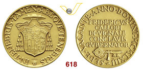 SEDE VACANTE (1963) Med. 1963 per il Governatore del Conclave Monsignor Federico Callori di Vignale. Boccia 126 Au g 22,42 FDC