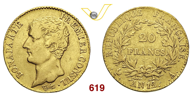 NAPOLEONE I Console (1795-1804) 20 Franchi An. 12 A, Parigi. Varesi 255 Au g 6,3...