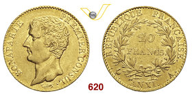 NAPOLEONE I Console (1795-1804) 20 Franchi An. XI A, Parigi. Varesi 254 Au g 6,40 Rara BB+