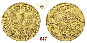 CARLO EMANUELE III (1730-1773) Zecchino 1744, Torino. D/ Aquila ad ali spiegate, coronata R/ Scena della Annunciazione. MIR 915b Au g 3,46 Molto rara ...