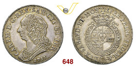 CARLO EMANUELE III - secondo periodo (1730-1773) Mezzo Scudo 1755. Biaggi 812 MIR 947a Ag g 17,60 • Bella patina SPL